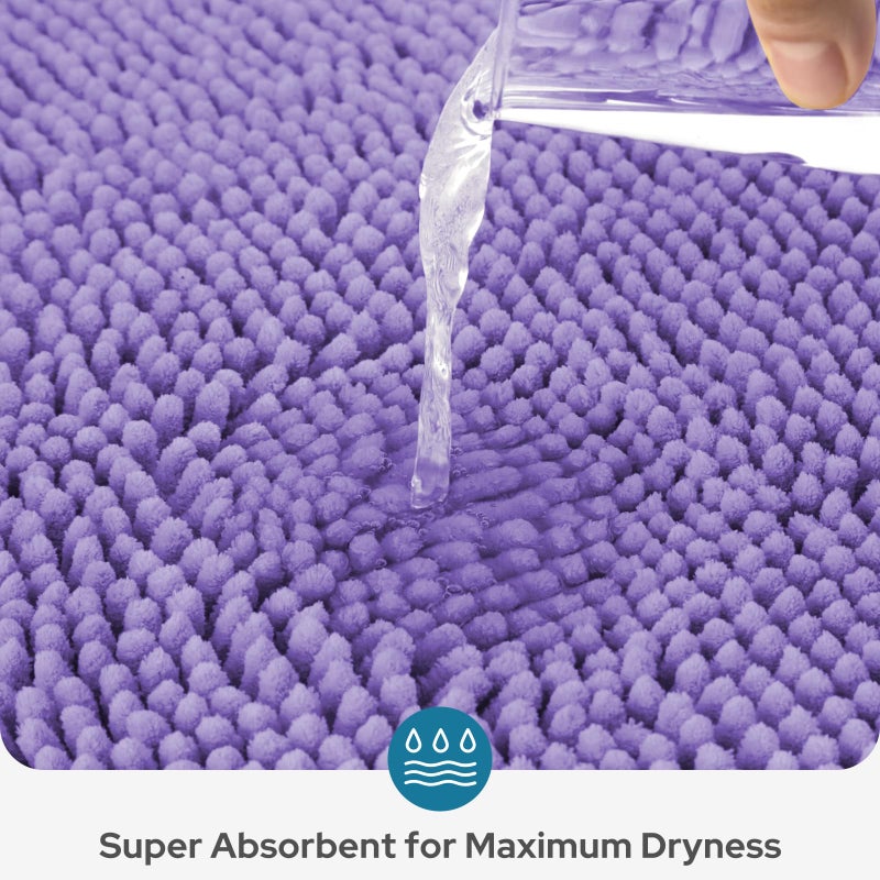 BYSURE Lavender Bathroom Rugs Sets 3 Piece Non Slip Extra Absorbent Plush Chenille Soft Washable Bath Mats - Image 3